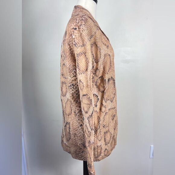 Mara Hoffman Iris Linen Snake Print Button Down Oversized Blouse - Picture 3 of 6